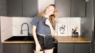 taytechubb -Young bitch dancing in the kitchen.